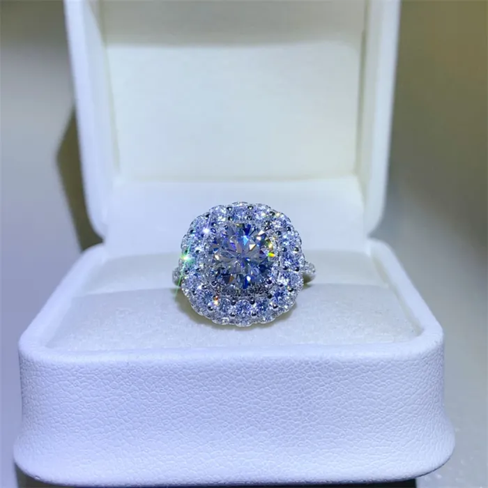 Trendsi Rings 2 Carat Moissanite 925 Sterling Silver Ring