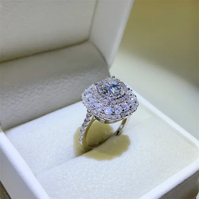 Trendsi Rings 2 Carat Moissanite 925 Sterling Silver Ring