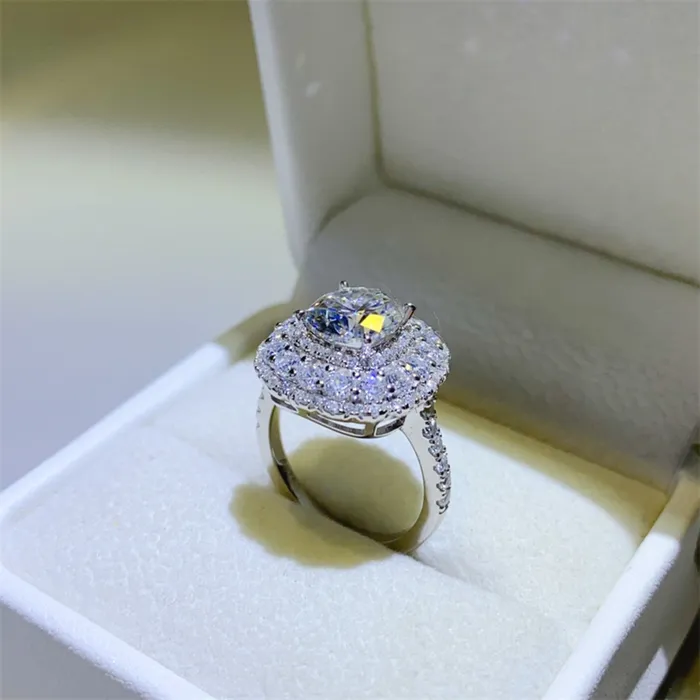 Trendsi Rings 2 Carat Moissanite 925 Sterling Silver Ring