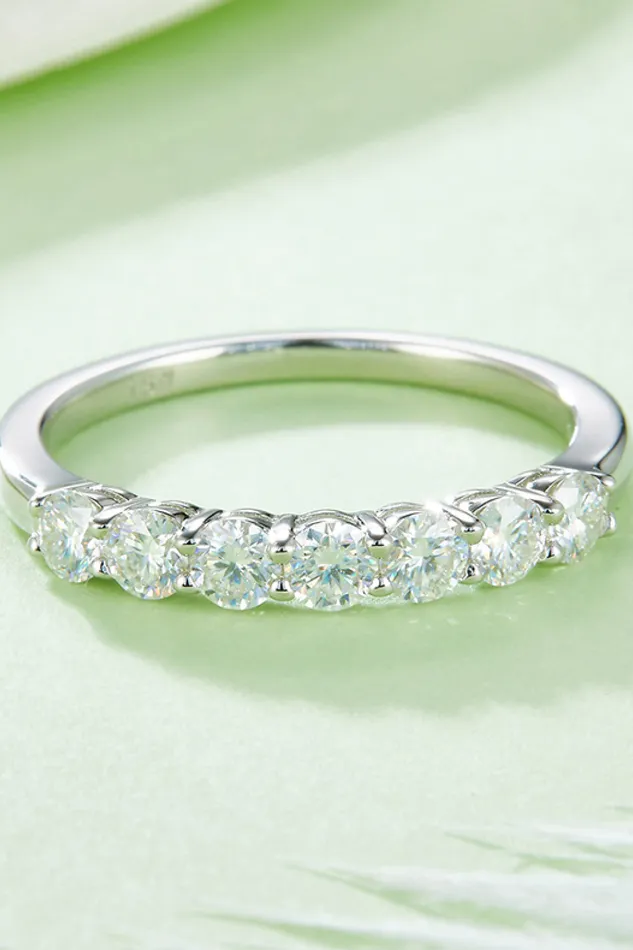 Trendsi Rings Moissanite PlatinumPlated HalfEternity Ring