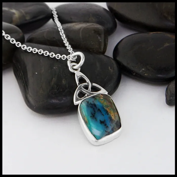 Trinity Knot Pendant with Peruvian Opal Walker Metalsmiths Necklaces