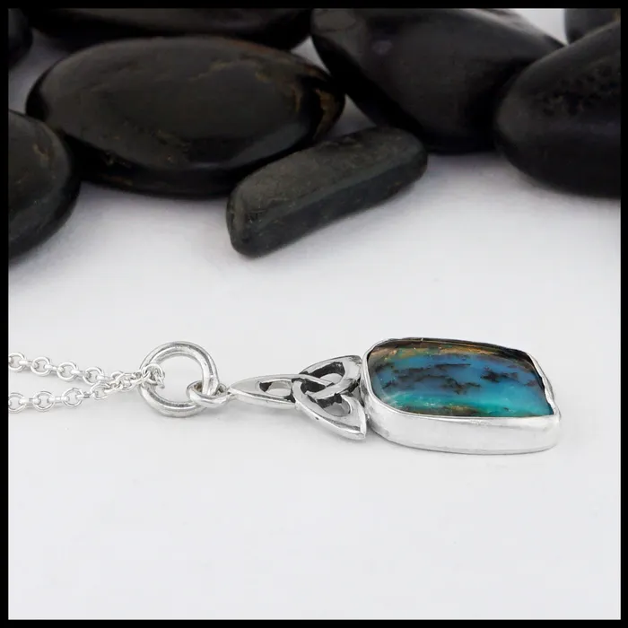 Trinity Knot Pendant with Peruvian Opal Walker Metalsmiths Necklaces