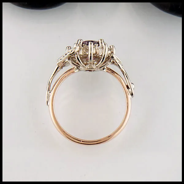 Vine and Leaf Purple Garnet Ring Walker Metalsmiths Rings