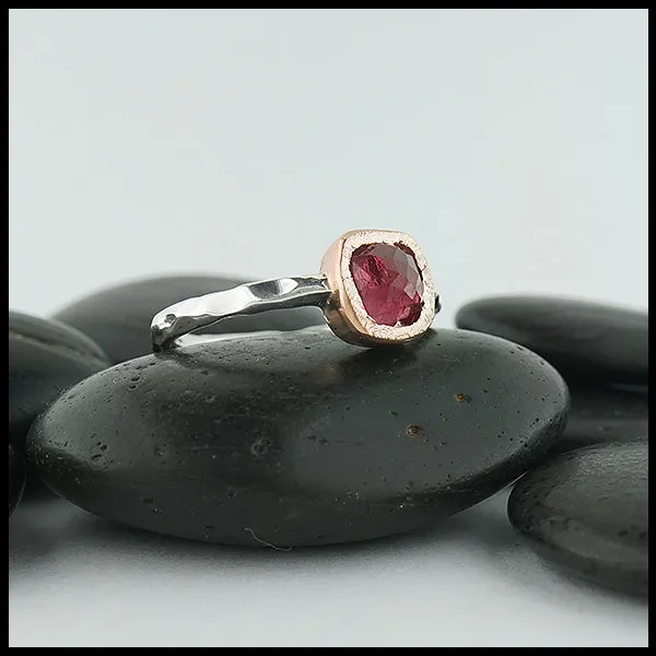 Walker Metalsmiths Celtic Jewelry Rose Cut Magenta Tourmaline Ring Rings