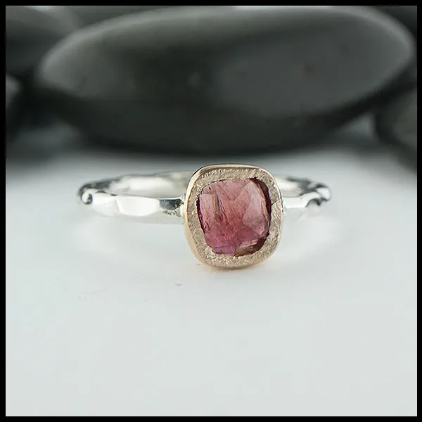 Walker Metalsmiths Celtic Jewelry Rose Cut Magenta Tourmaline Ring Rings
