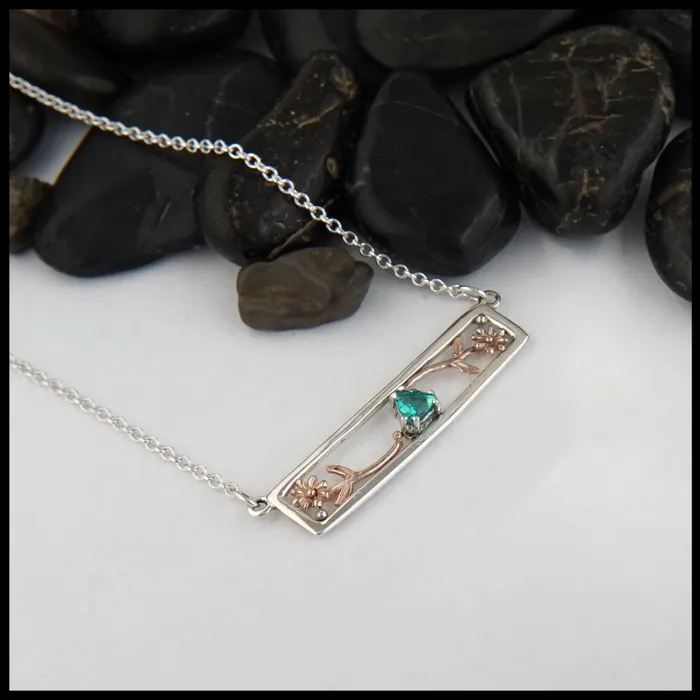 Walker Metalsmiths Necklaces Emerald Flower Necklace
