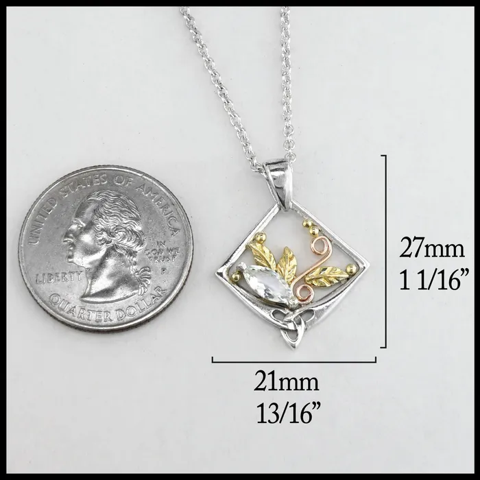 Walker Metalsmiths Necklaces Leaf Pendant with Aquamarine
