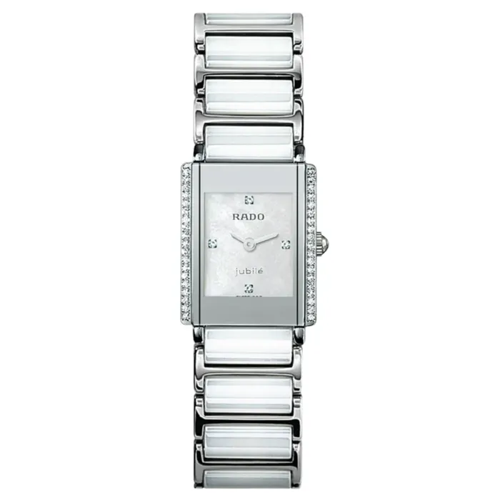 Watches Ladies Rado 24mm x 28mm Integral Jubile Watch with Diamond Dial and Diamond Bezel PreOwned Rado
