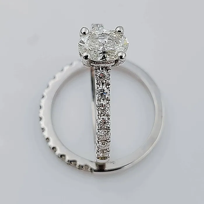 Womens 14K White Gold with 060 CT Oval Center Diamond SI2 Color I 49 GR Total Weight Wedding Ring Set Size 600 Monaco Collection Rings Womens 14K White Gold with 060 CT Oval Center Diamond SI2 Color I 49 GR Total Weight Wedding Ring Set Size 600 Monaco Collection Rings