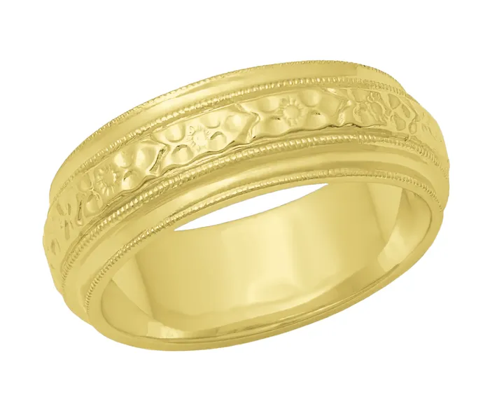 Yellow Gold Victorian Carved Leaves and Flowers 6mm Wide Wedding Ring Antique Jewelry Mall Rings Yellow Gold Victorian Carved Leaves and Flowers 6mm Wide Wedding Ring Antique Jewelry Mall Rings