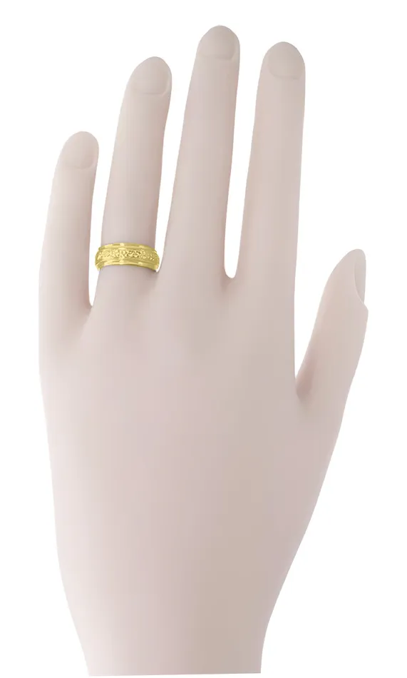 Yellow Gold Victorian Carved Leaves and Flowers 6mm Wide Wedding Ring Antique Jewelry Mall Rings Yellow Gold Victorian Carved Leaves and Flowers 6mm Wide Wedding Ring Antique Jewelry Mall Rings