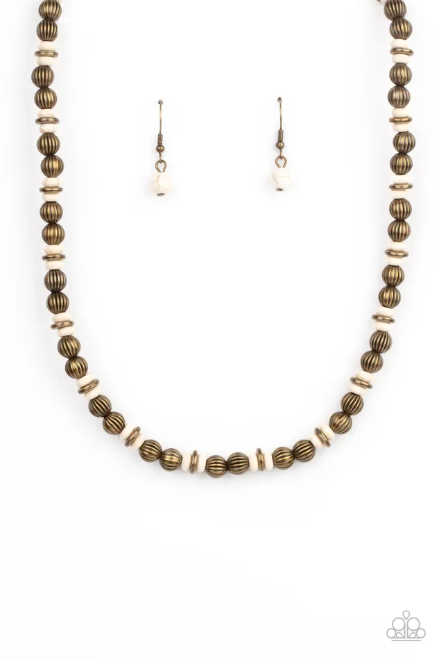 ZEN You Least Expect It Brass and White Stone Necklace Paparazzi Paparazzi Accessories Necklaces ZEN You Least Expect It Brass and White Stone Necklace Paparazzi Paparazzi Accessories Necklaces